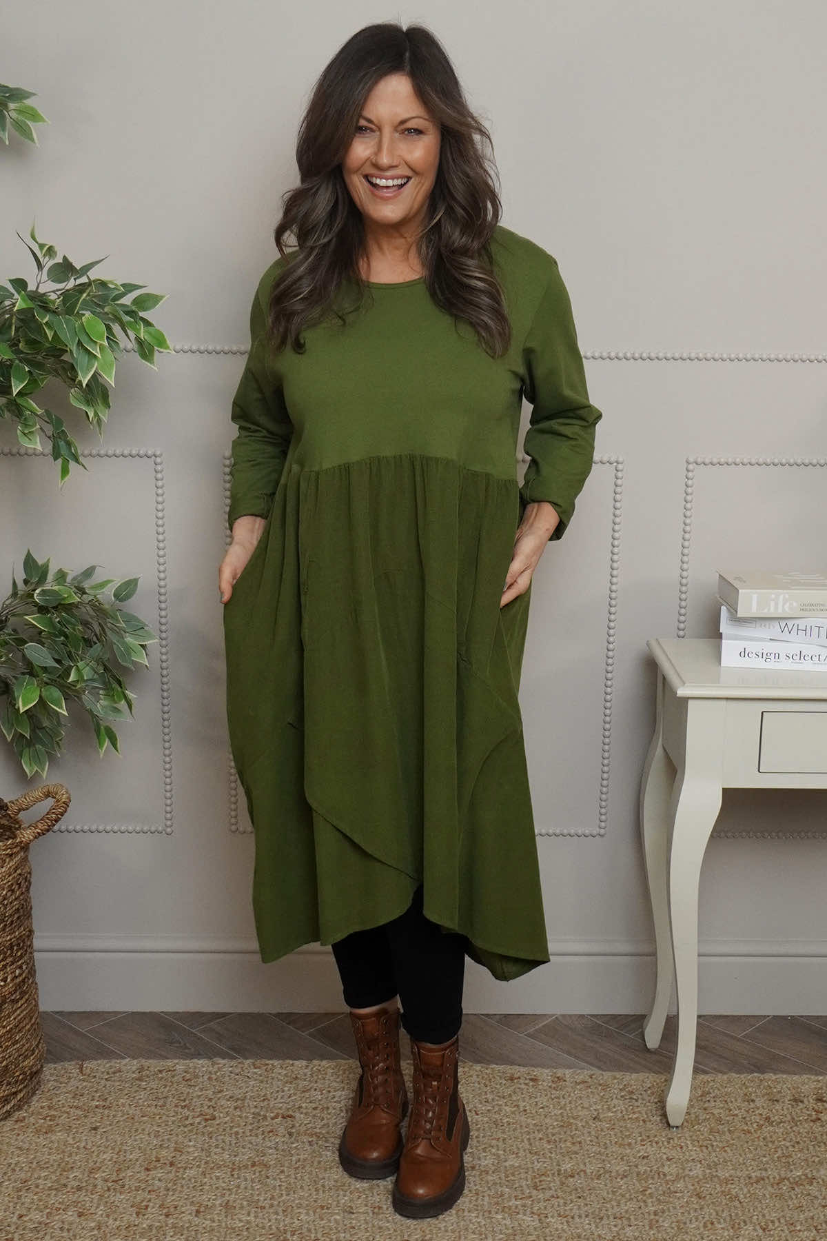 Regana Cotton Dress Olive