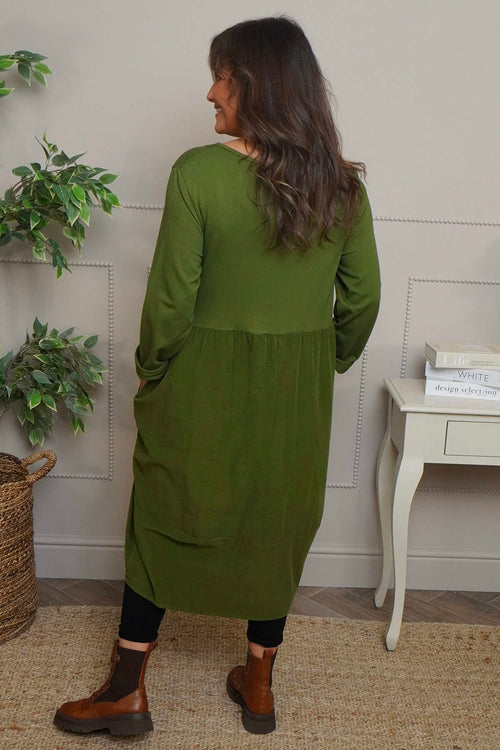 Regana Cotton Dress Olive - Image 4