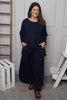 Charla Dipped Hem Cotton Top Navy
