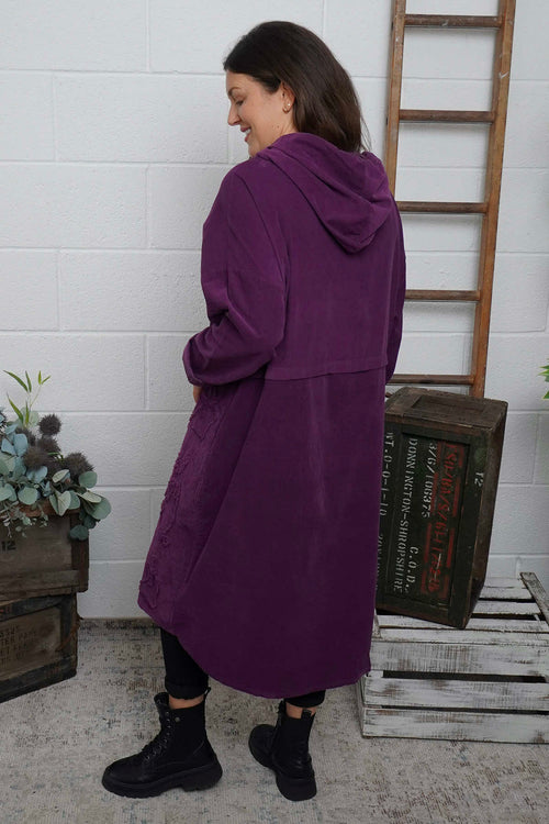 Devyn Hooded Needlecord Dress Purple - Image 4