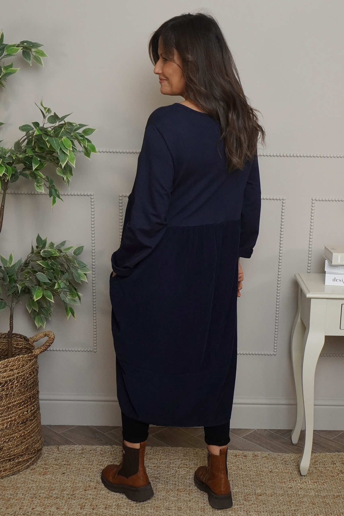 Regana Cotton Dress Navy