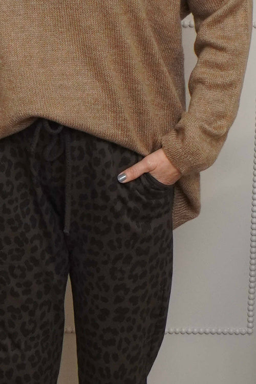 Effie Leopard Print Cotton Joggers Cocoa - Image 3