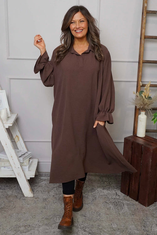 Kaya Collared Dress Cocoa - Image 1