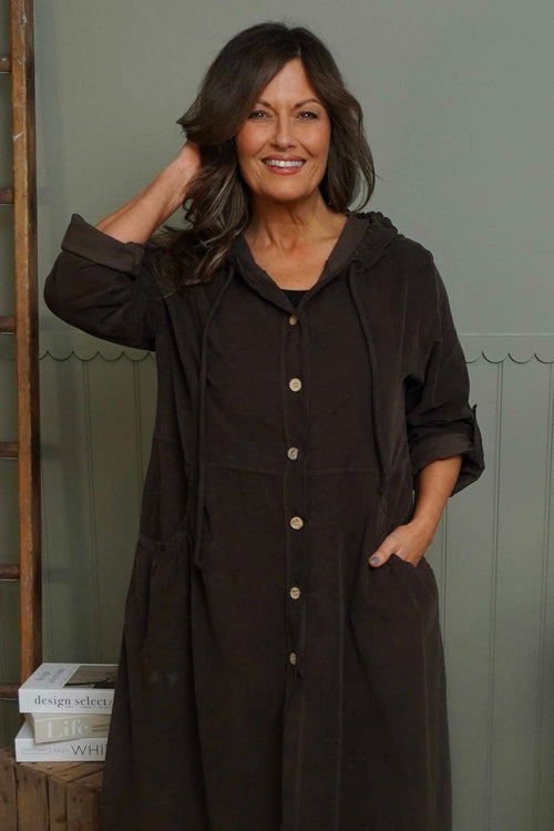 Sian Hooded Needlecord Jacket Cocoa - Image 2