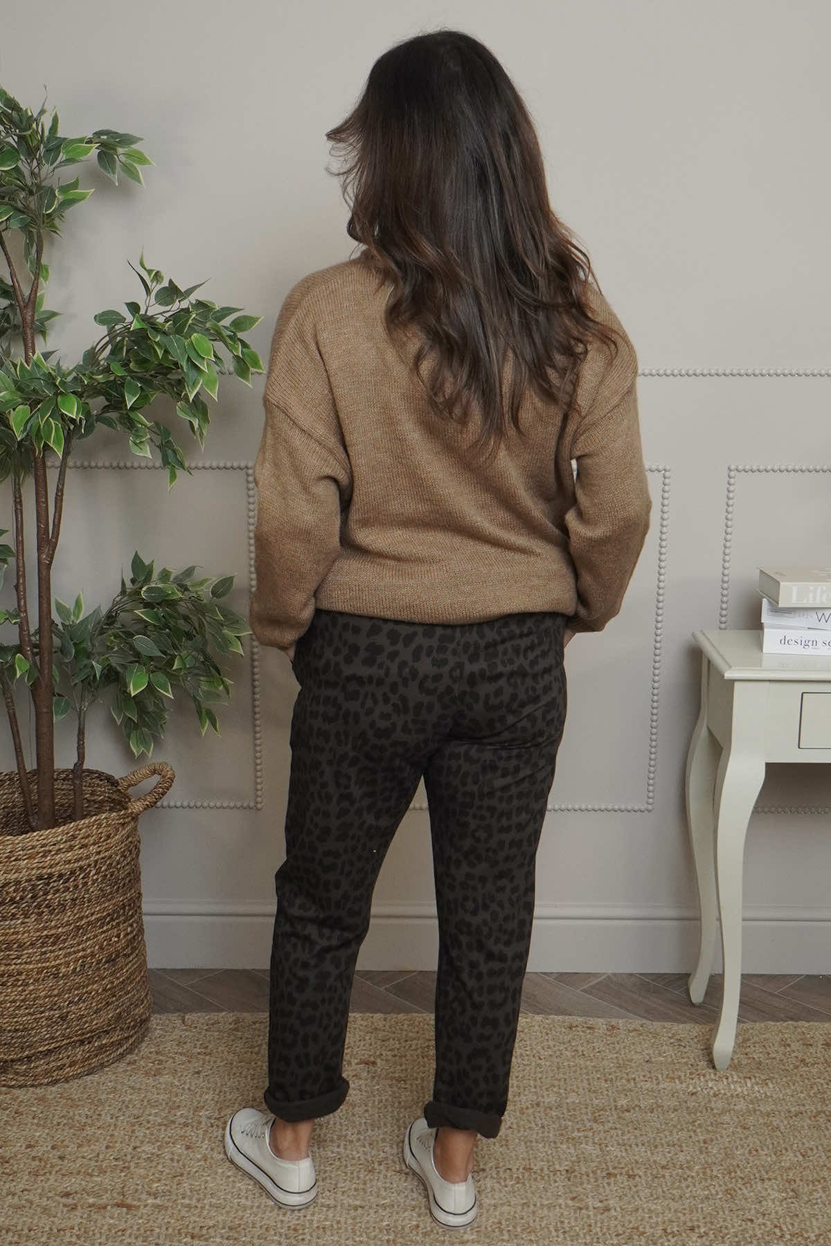 Effie Leopard Print Cotton Joggers Cocoa