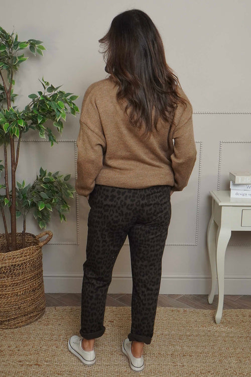 Effie Leopard Print Cotton Joggers Cocoa - Image 4