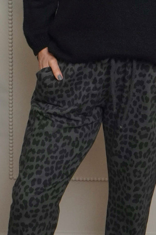 Effie Leopard Print Cotton Joggers Charcoal - Image 3