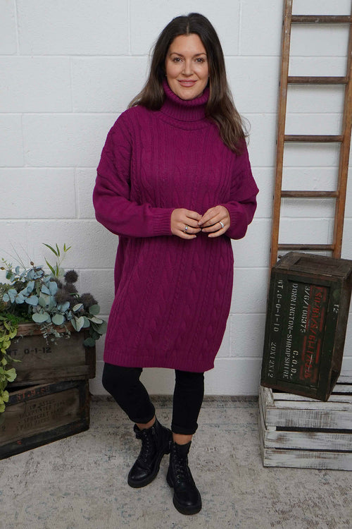 Moira Polo Knitted Jumper Berry - Image 1