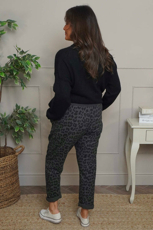 Effie Leopard Print Cotton Joggers Charcoal - Image 4