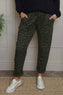 Effie Leopard Print Cotton Joggers Khaki