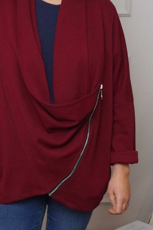Floella Zip Cotton Jacket Wine - Image 3