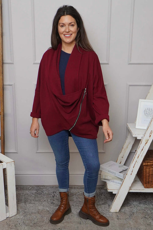 Floella Zip Cotton Jacket Wine - Image 1