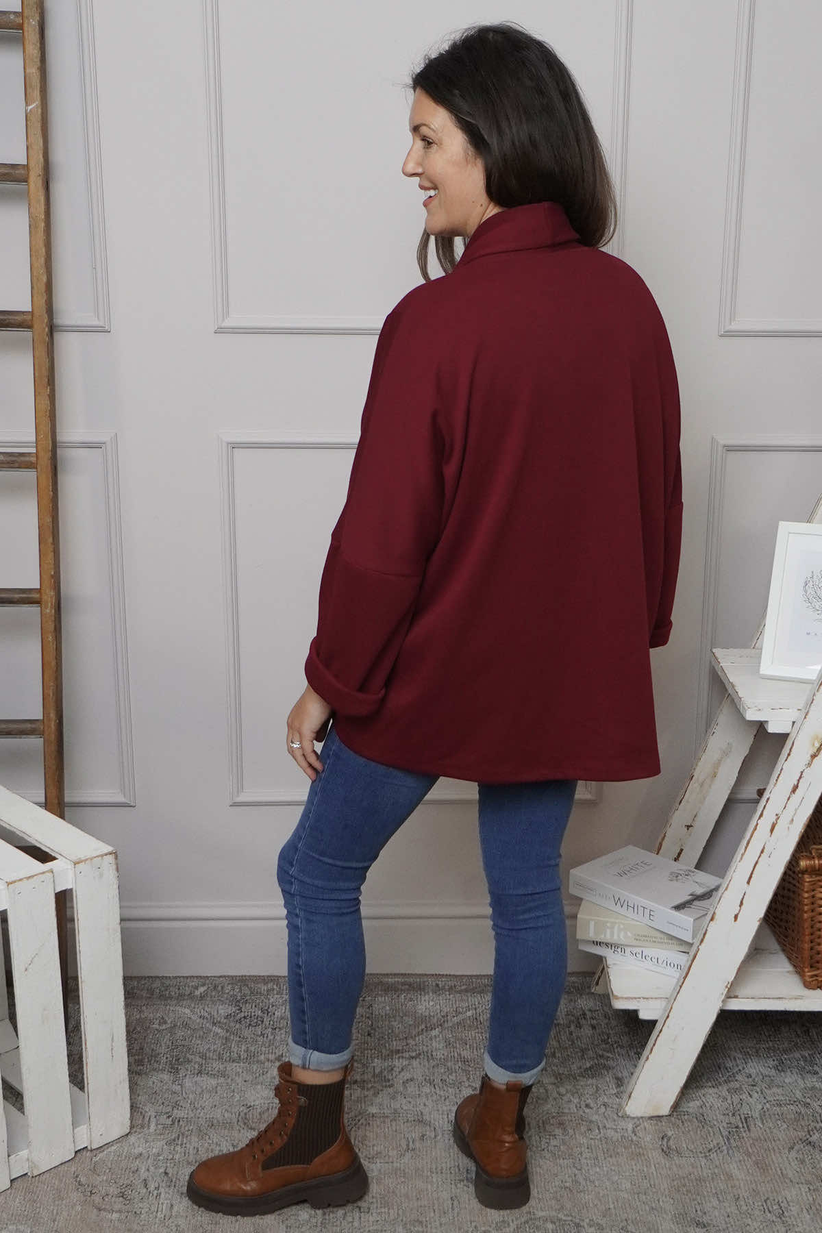Floella Zip Cotton Jacket Wine