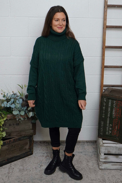 Moira Polo Knitted Jumper Bottle Green - Image 2