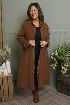 Dezi Needlecord Shirt Dress Nutmeg