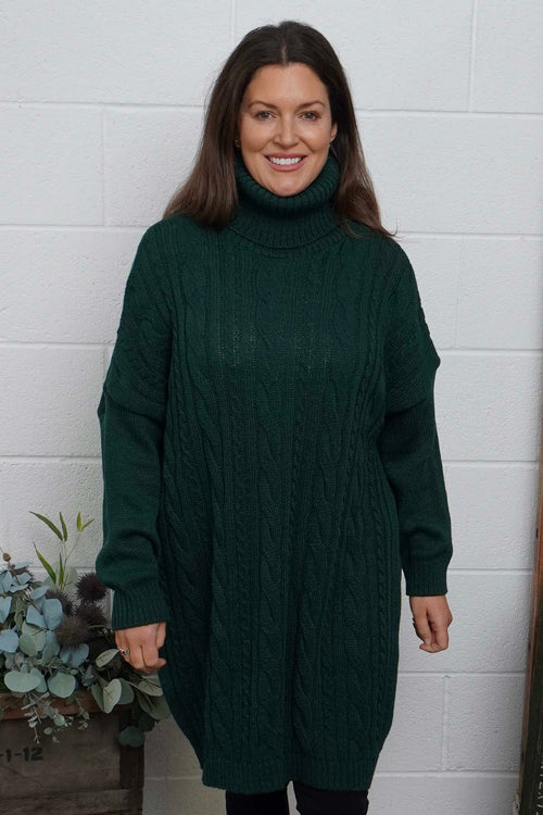 Moira Polo Knitted Jumper Bottle Green - Image 1