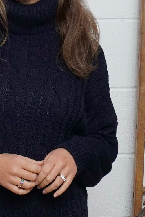 Moira Polo Knitted Jumper Navy - Image 3