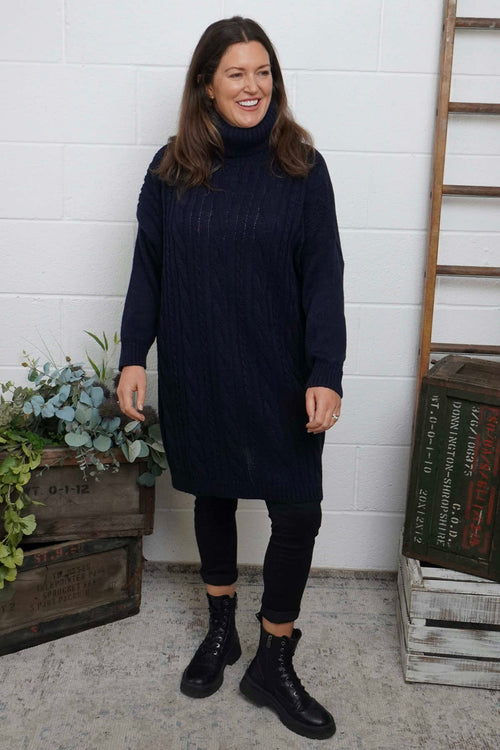Moira Polo Knitted Jumper Navy - Image 2