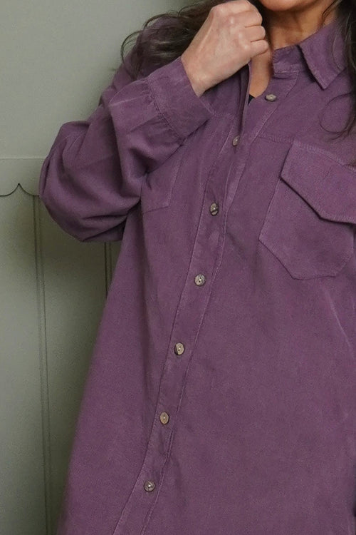 Dezi Needlecord Shirt Dress Mauve - Image 3