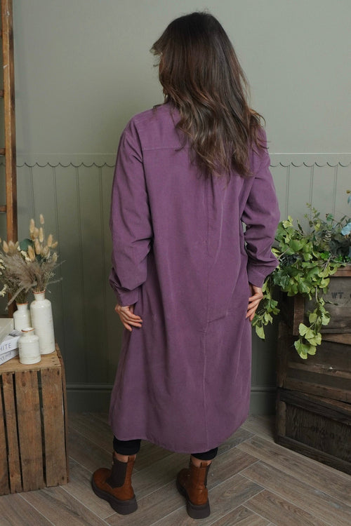 Dezi Needlecord Shirt Dress Mauve - Image 4