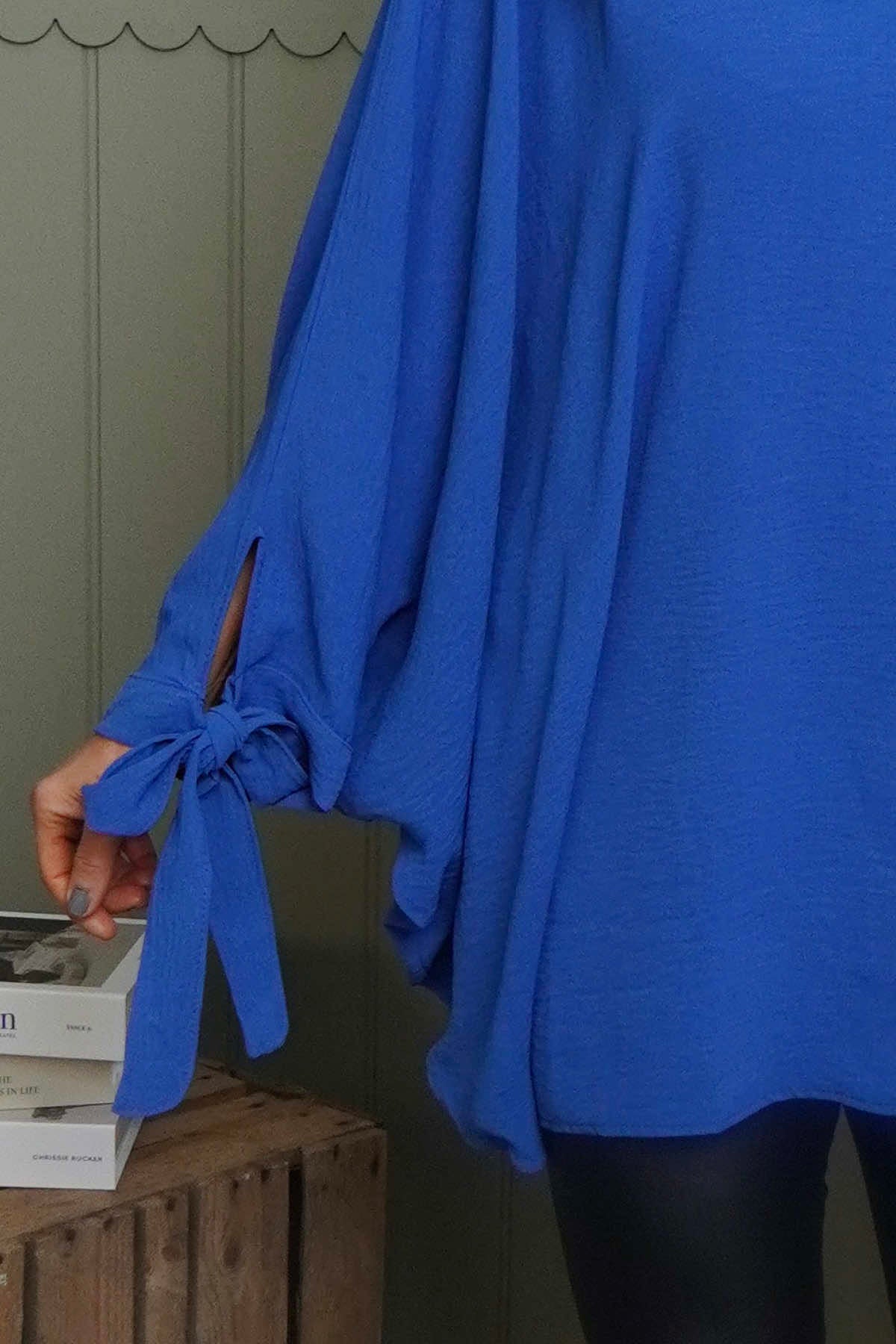 Anette Tie Sleeve Top Cobalt