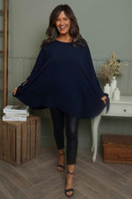Anette Tie Sleeve Top Navy Navy - Anette Tie Sleeve Top Navy