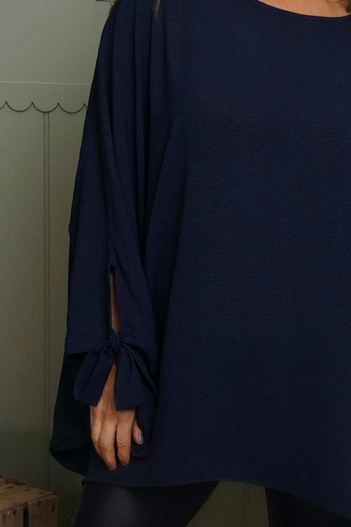 Anette Tie Sleeve Top Navy