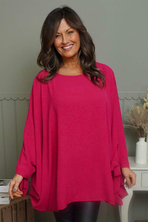 Anette Tie Sleeve Top Fuchsia - Image 2