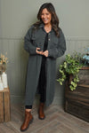 Dezi Needlecord Shirt Dress Charcoal