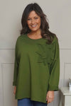 Kaila Flower Patch Cotton Top Olive