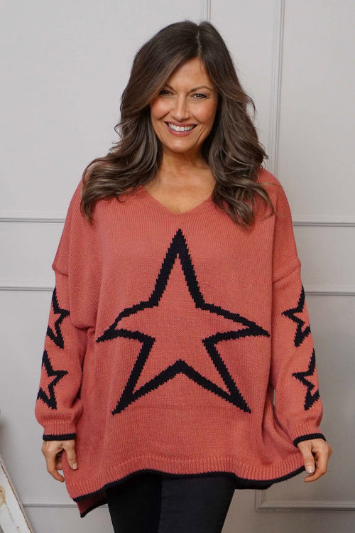 Kimbra Star Knitted Jumper Burnt Orange - Image 2