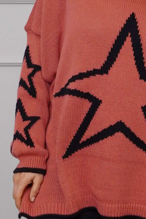 Kimbra Star Knitted Jumper Burnt Orange - Image 3