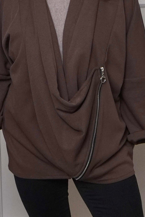 Floella Zip Cotton Jacket Cocoa - Image 3