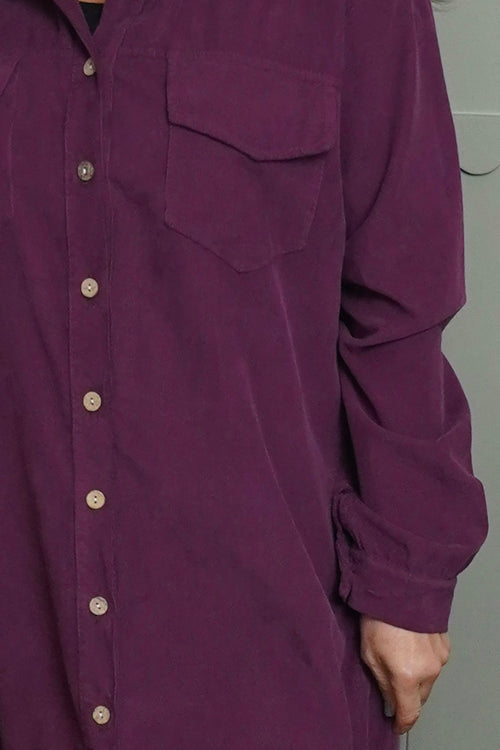 Dezi Needlecord Shirt Dress Purple - Image 3
