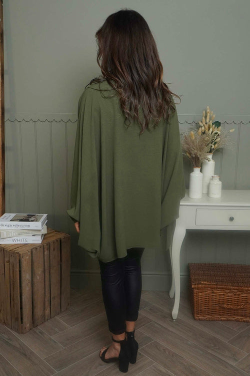 Anette Tie Sleeve Top Khaki - Image 4
