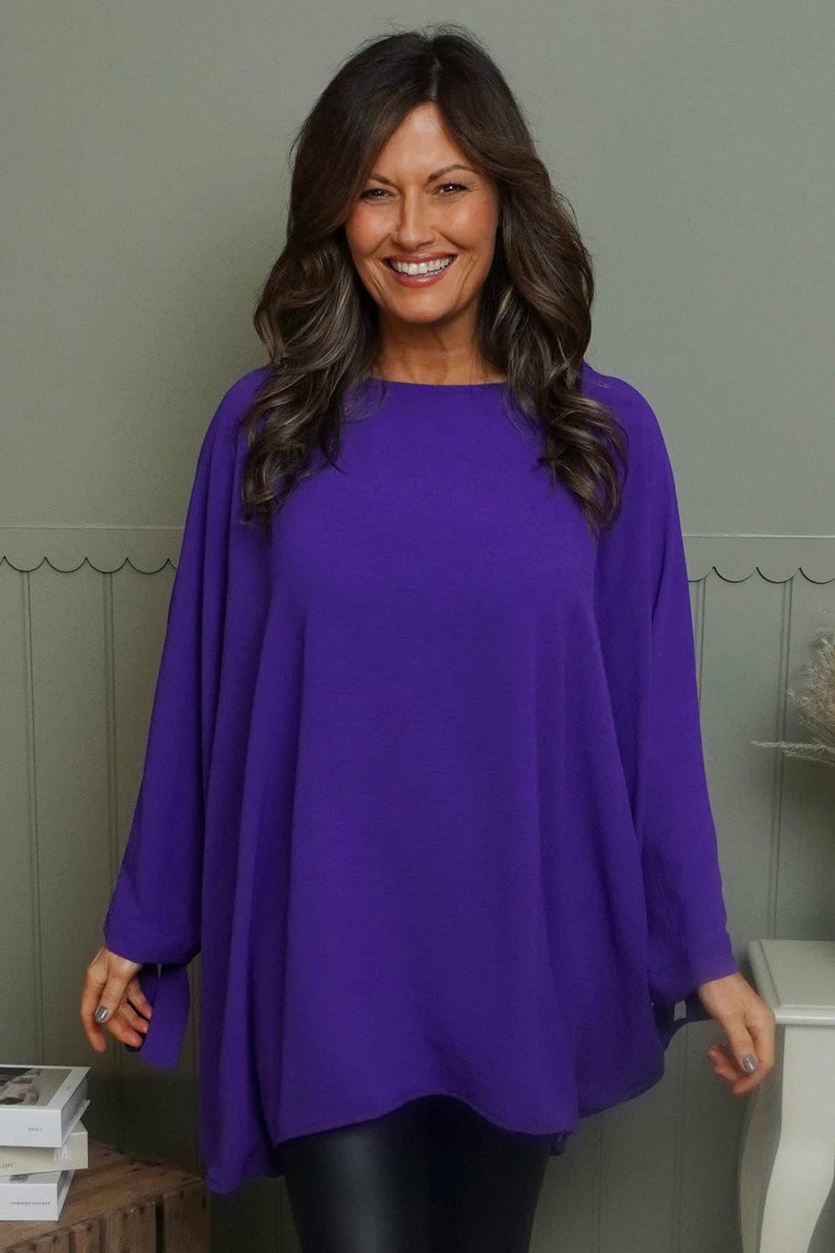 Anette Tie Sleeve Top Purple
