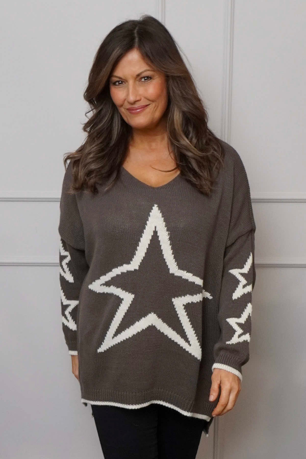 Kimbra Star Knitted Jumper Dark Mocha