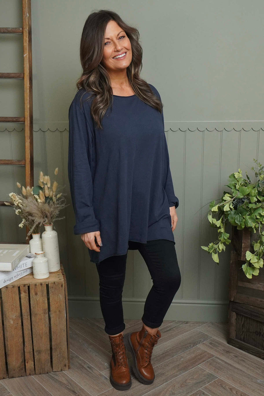 Sasha Cotton Top Navy