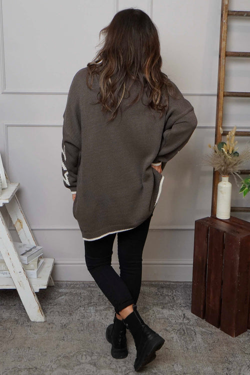 Kimbra Star Knitted Jumper Dark Mocha - Image 4