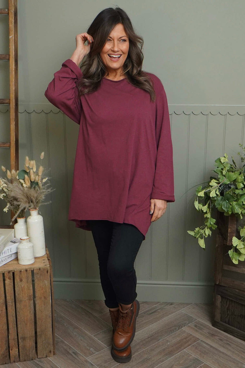 Sasha Cotton Top Wine