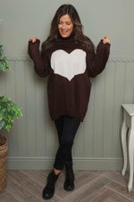 Azura Heart Polo Neck Jumper Cocoa Cocoa - Azura Heart Polo Neck Jumper Cocoa