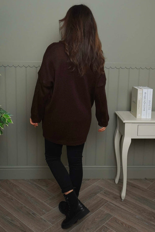 Azura Heart Polo Neck Jumper Cocoa - Image 4