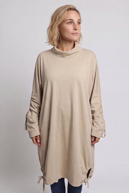 Dalary Cowl Neck Cotton Tunic Camel - Image 4