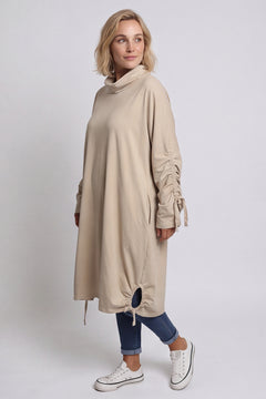 Dalary Cowl Neck Cotton Tunic Camel