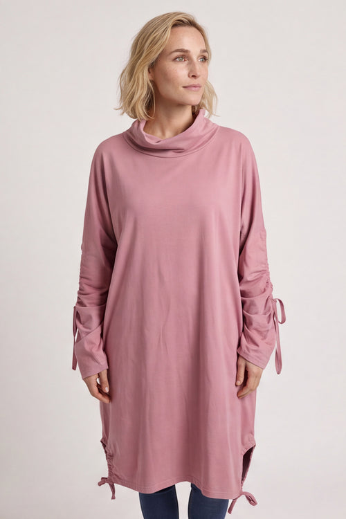 Dalary Cowl Neck Cotton Tunic Pink - Image 2