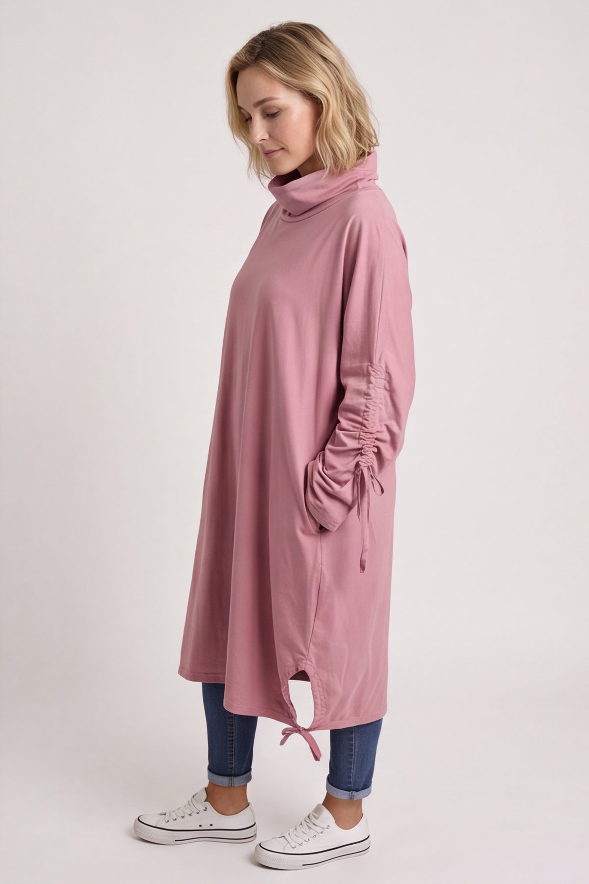Dalary Cowl Neck Cotton Tunic Pink