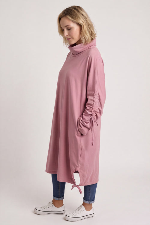 Dalary Cowl Neck Cotton Tunic Pink - Image 3