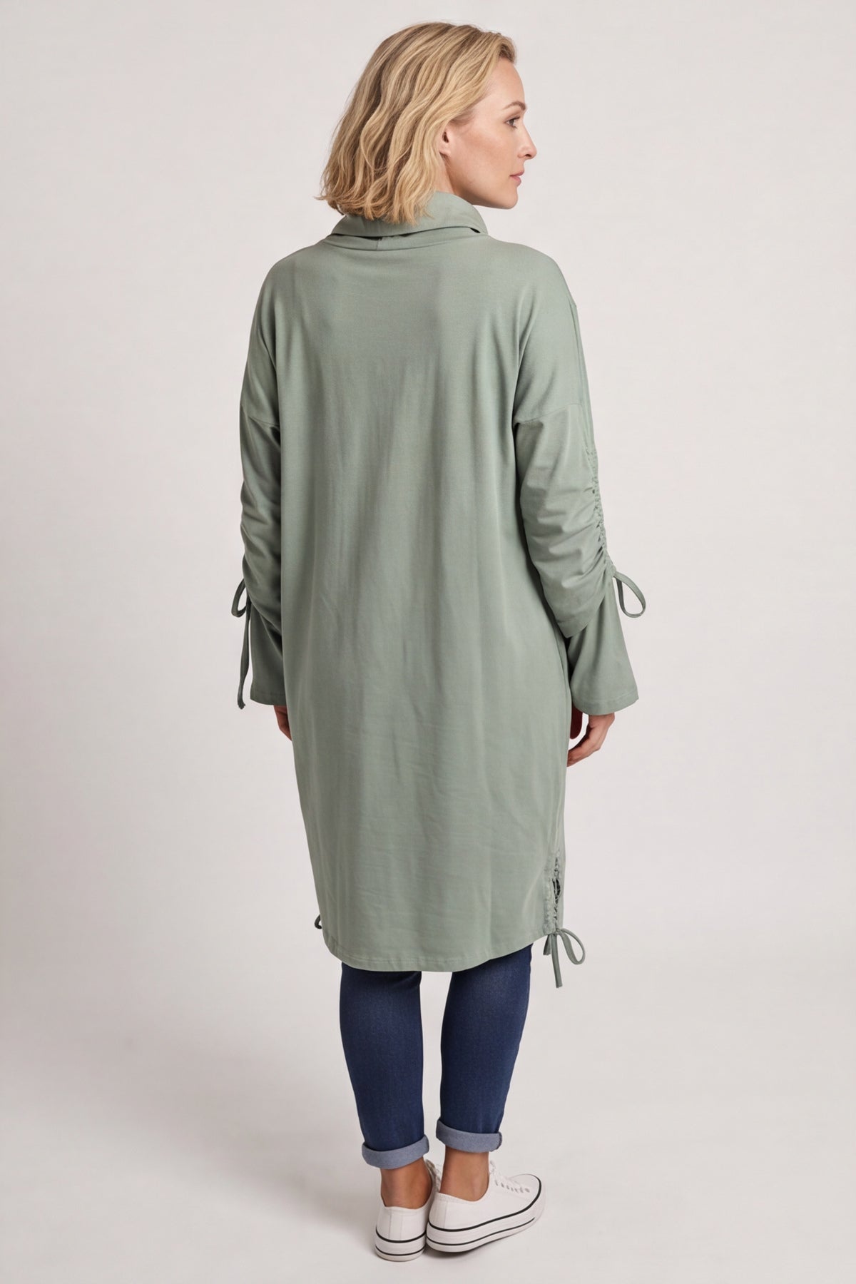 Dalary Cowl Neck Cotton Tunic Sage Green