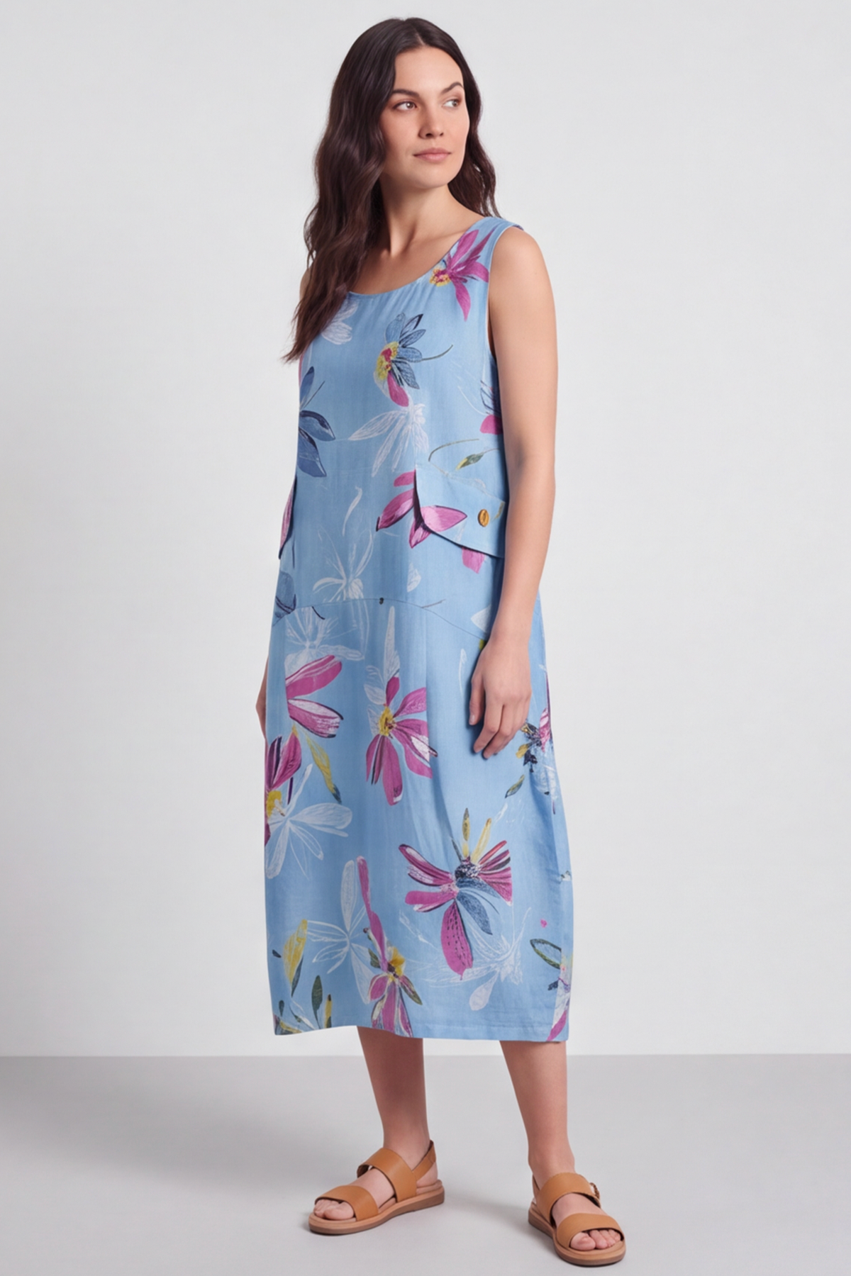 Darcie Floral Print Blue Dress