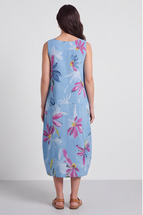 Darcie Floral Print Blue Dress - Image 2